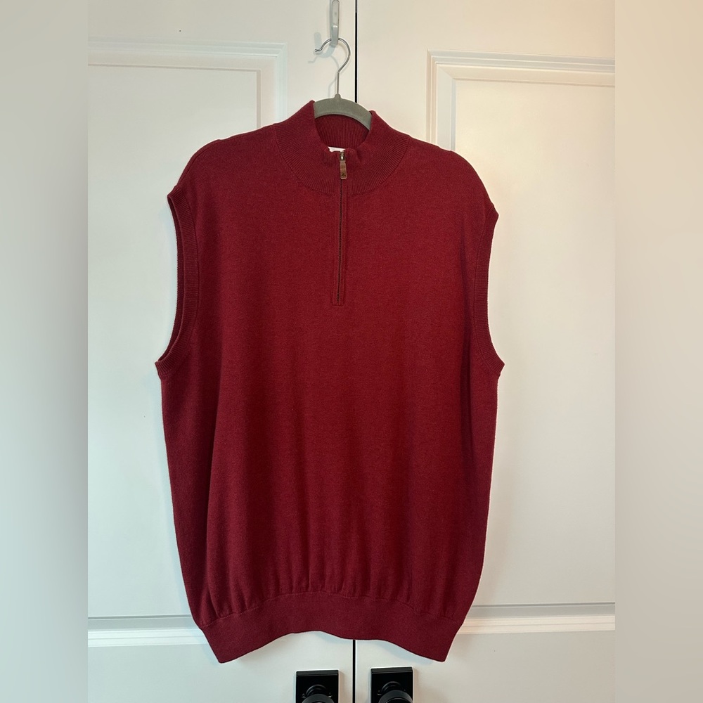 Alashan Men’s Cotton Blend Red Quarter Zip Vest (Size XL)